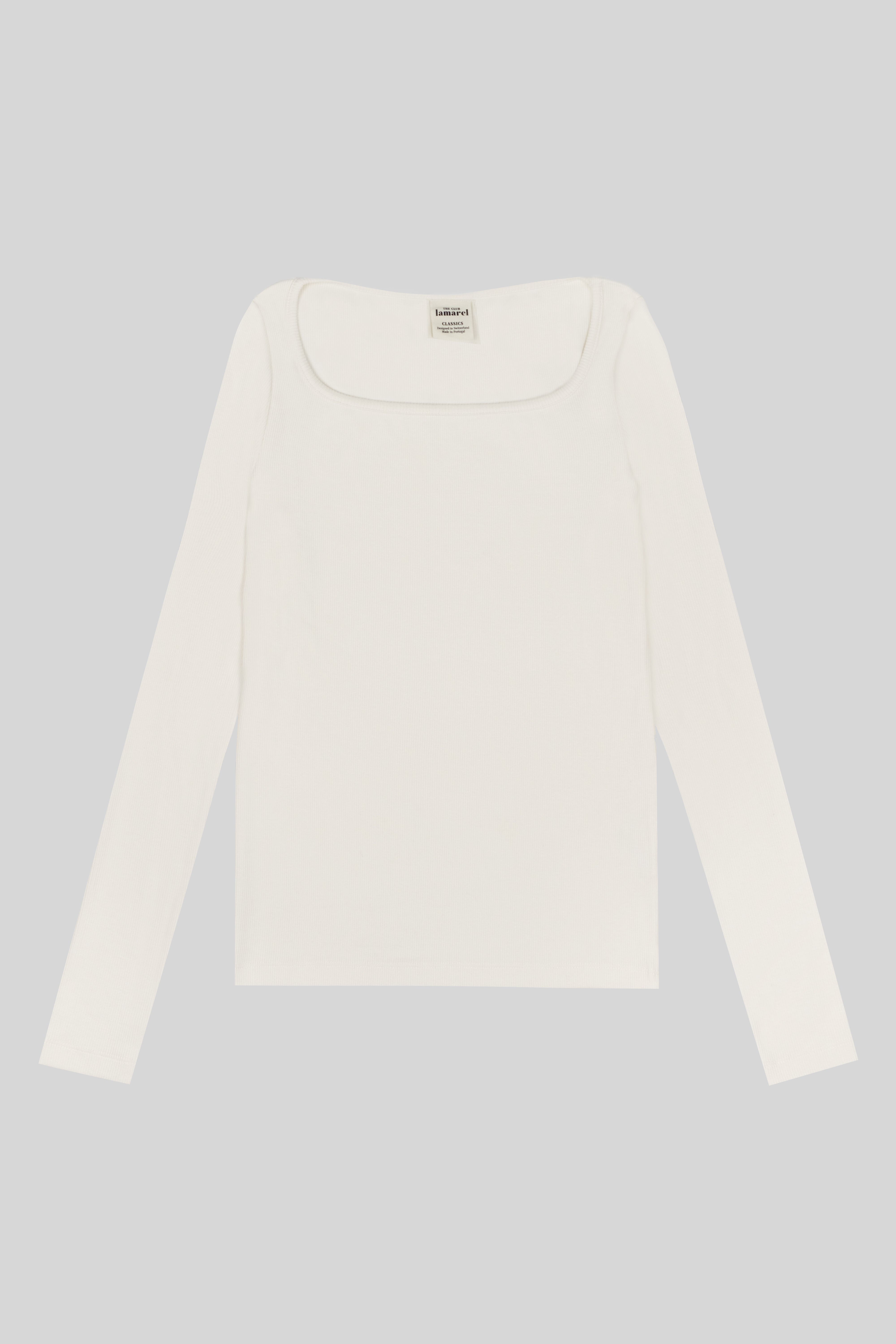 RIBBED LONG SLEEVE SQUARED TOP