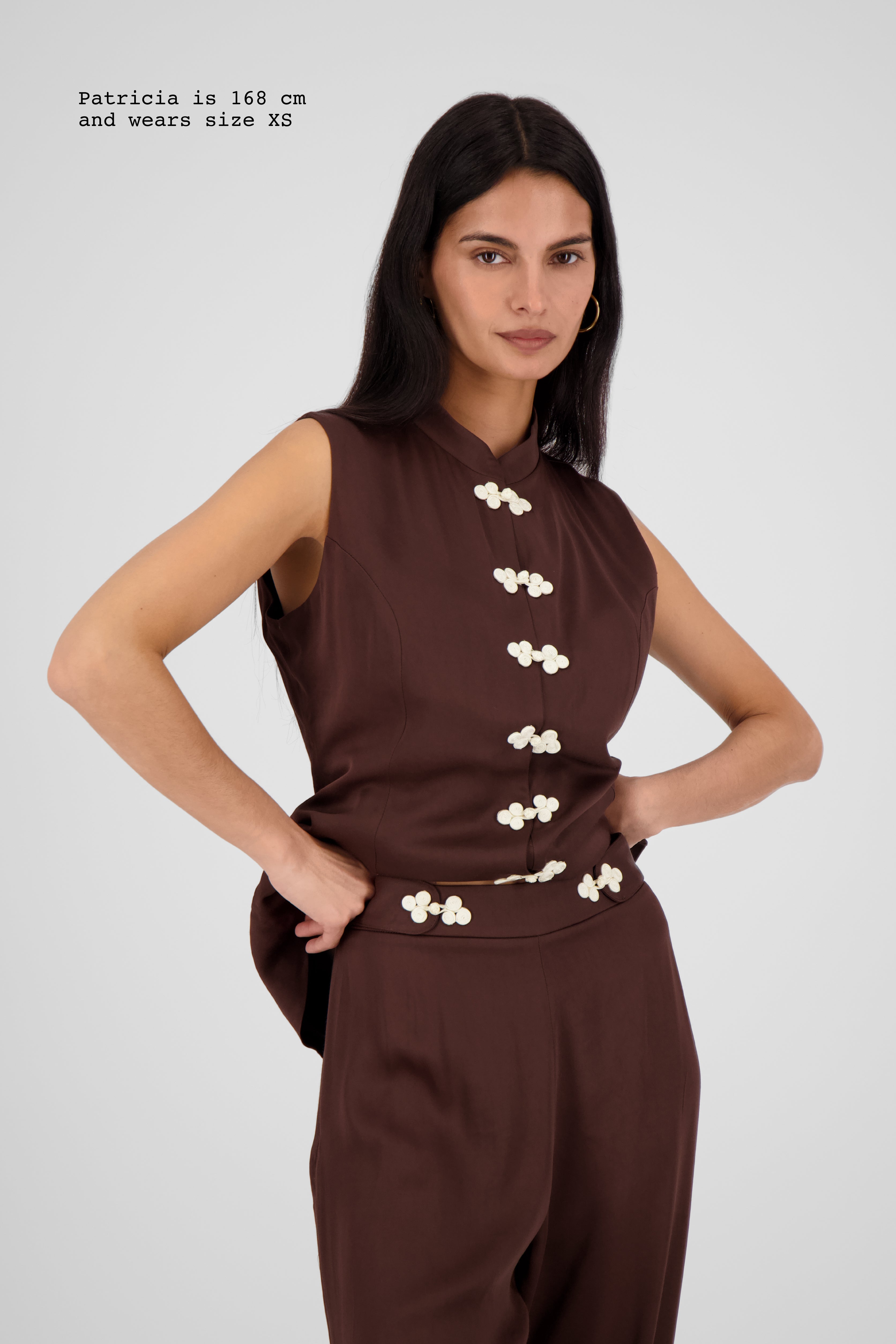VISCOSE VEST WITH FASTENINGS