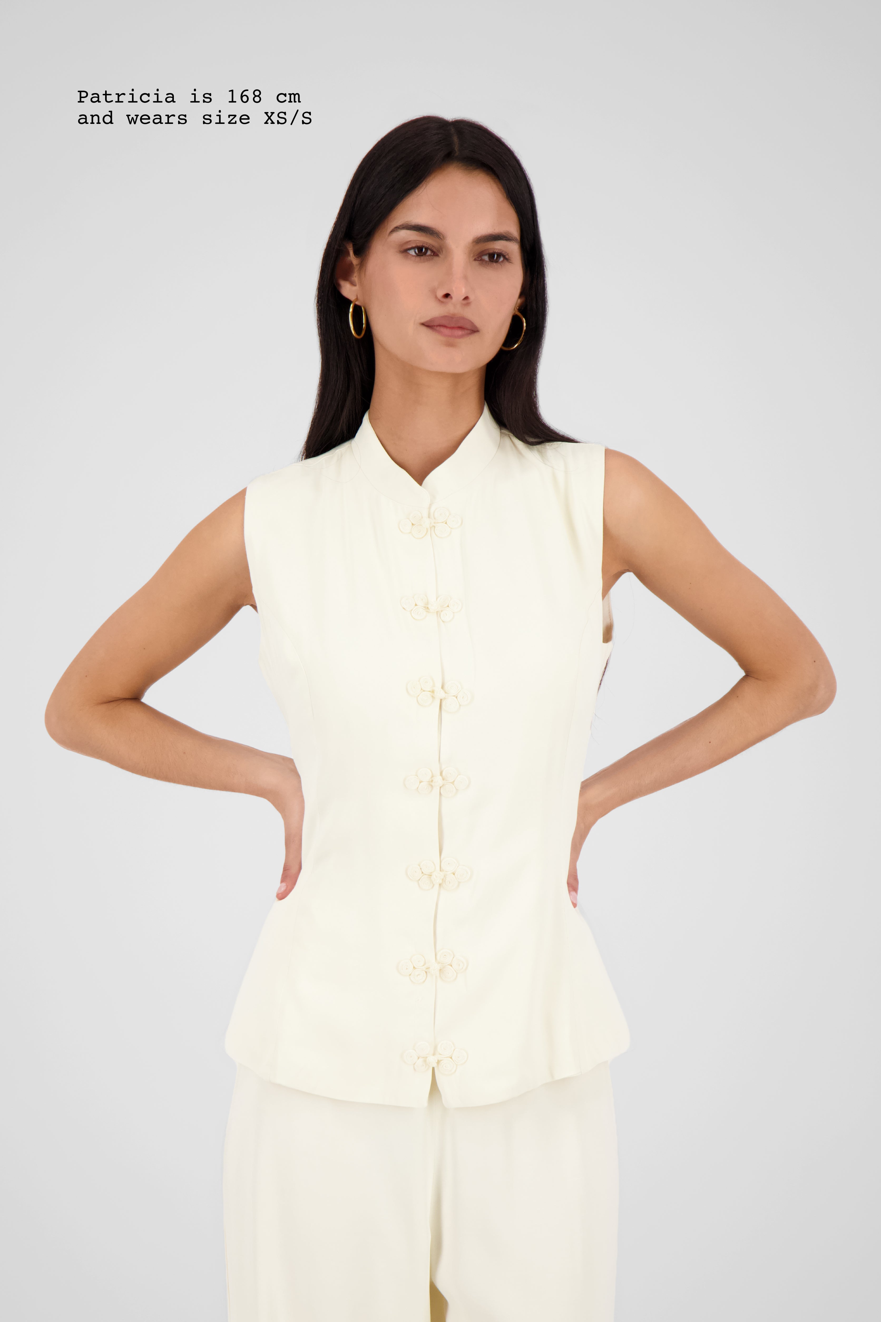 VISCOSE VEST WITH FASTENINGS