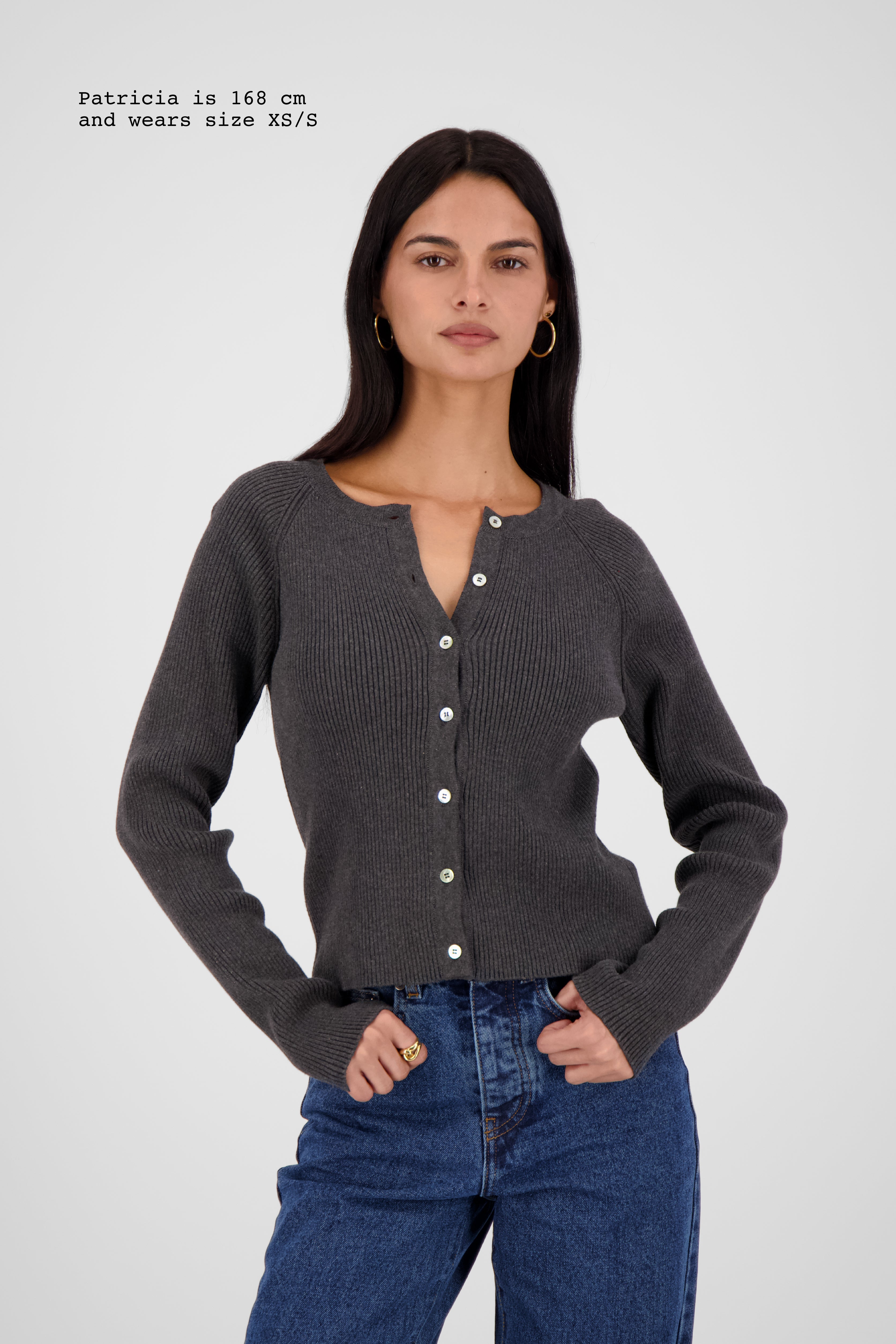 KNIT RIBBED FITTED CARDIGAN