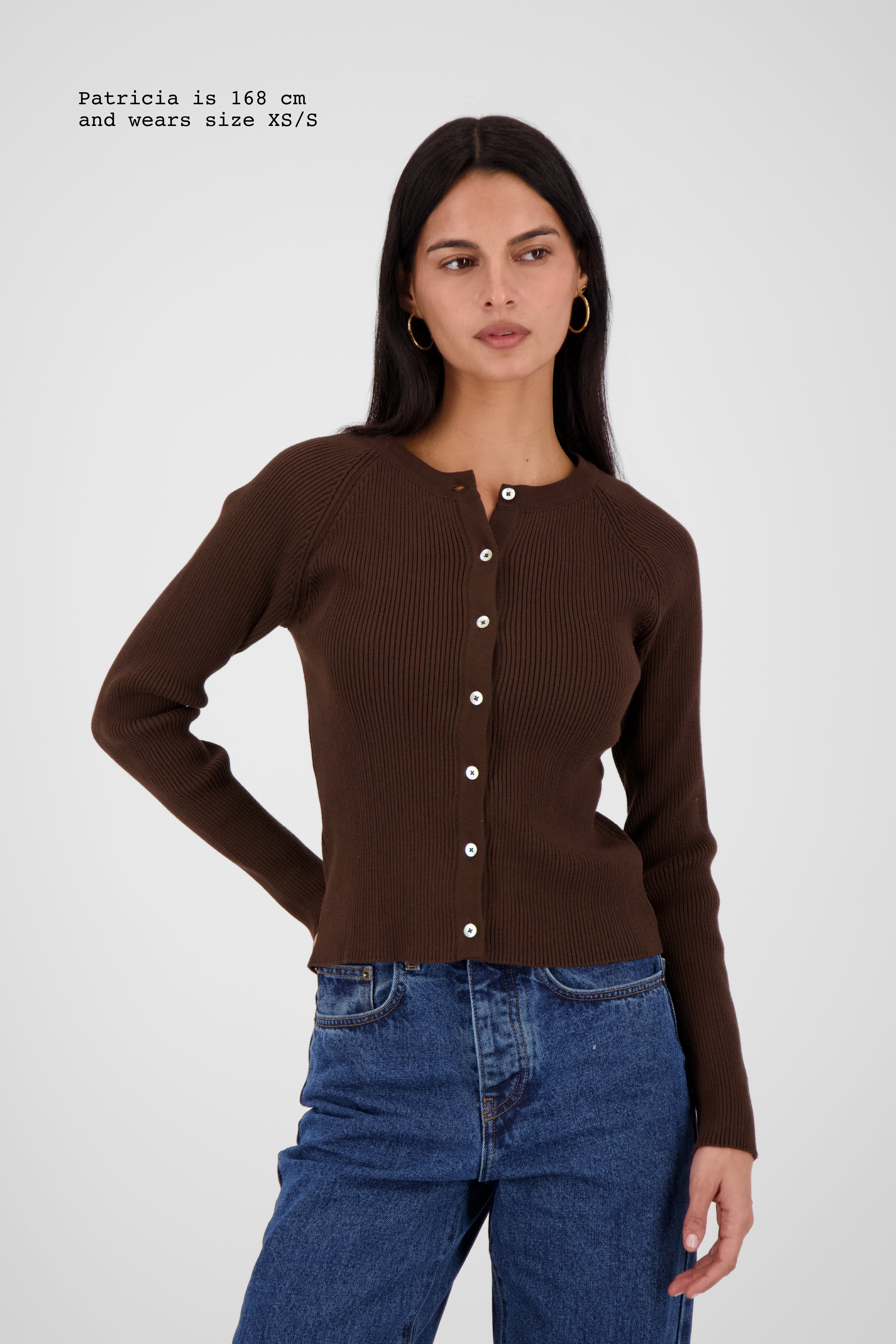 KNIT RIBBED FITTED CARDIGAN