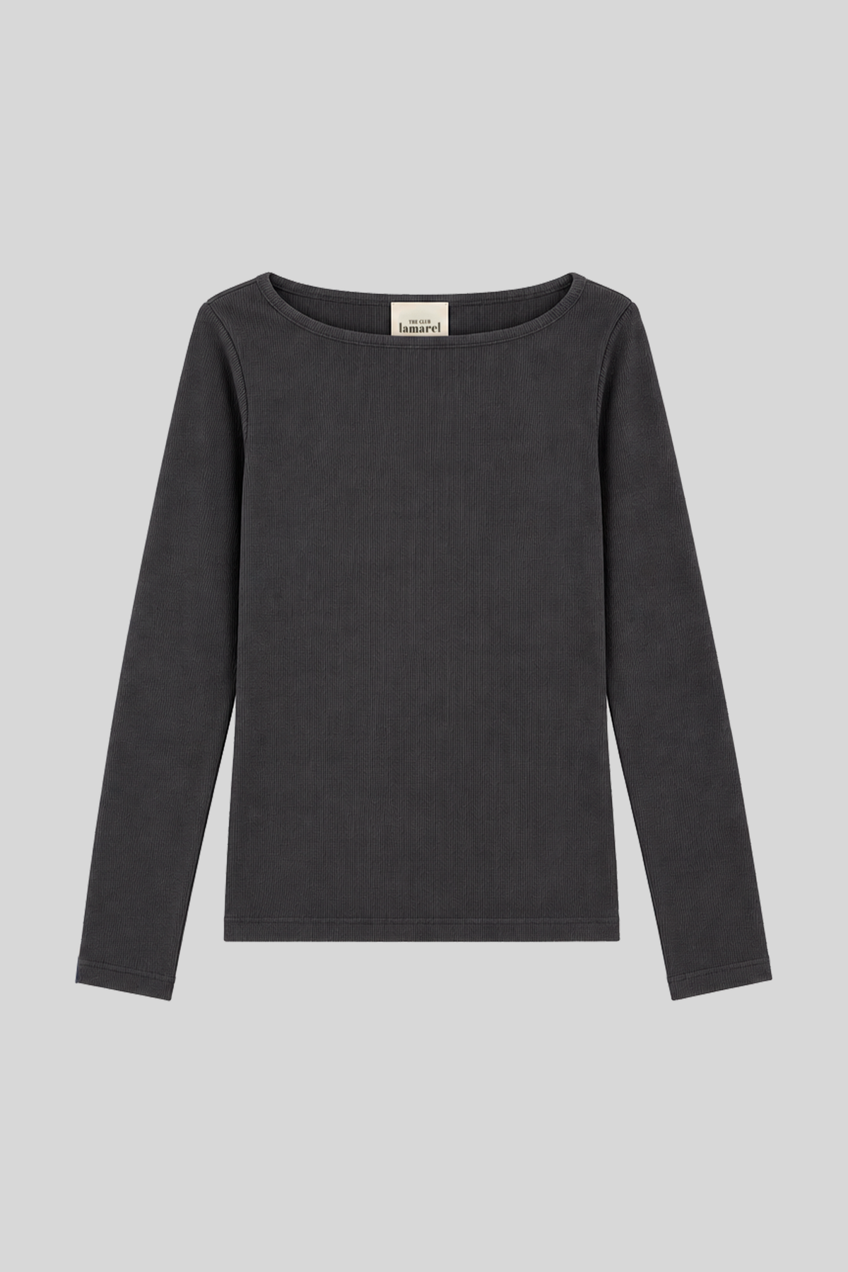 RIBBED BOATNECK LONG SLEEVE TOP