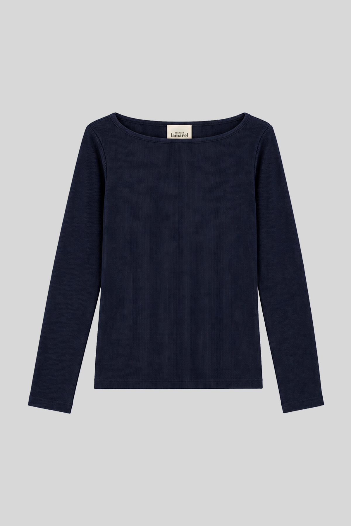 RIBBED BOATNECK LONG SLEEVE TOP