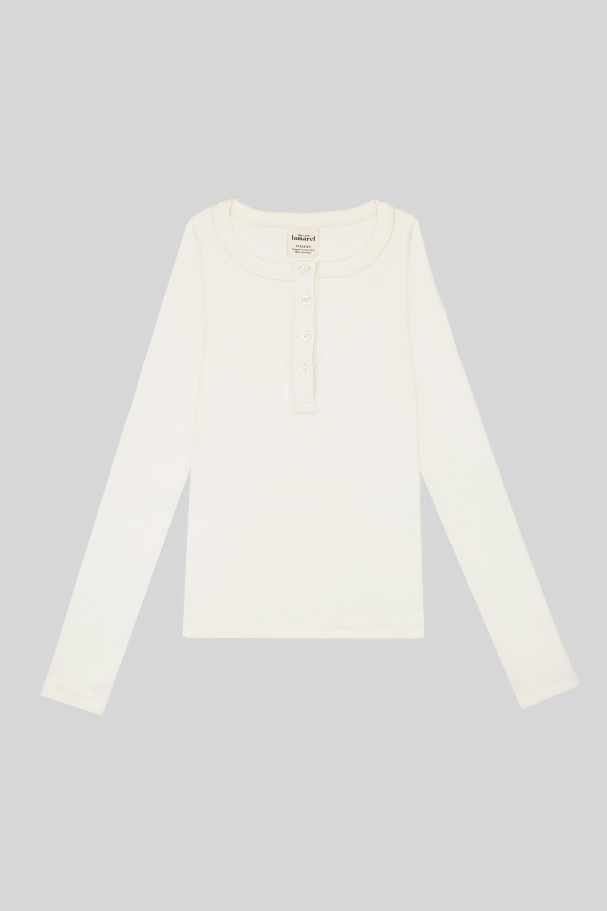 RIBBED BUTTONED LONG SLEEVE TOP