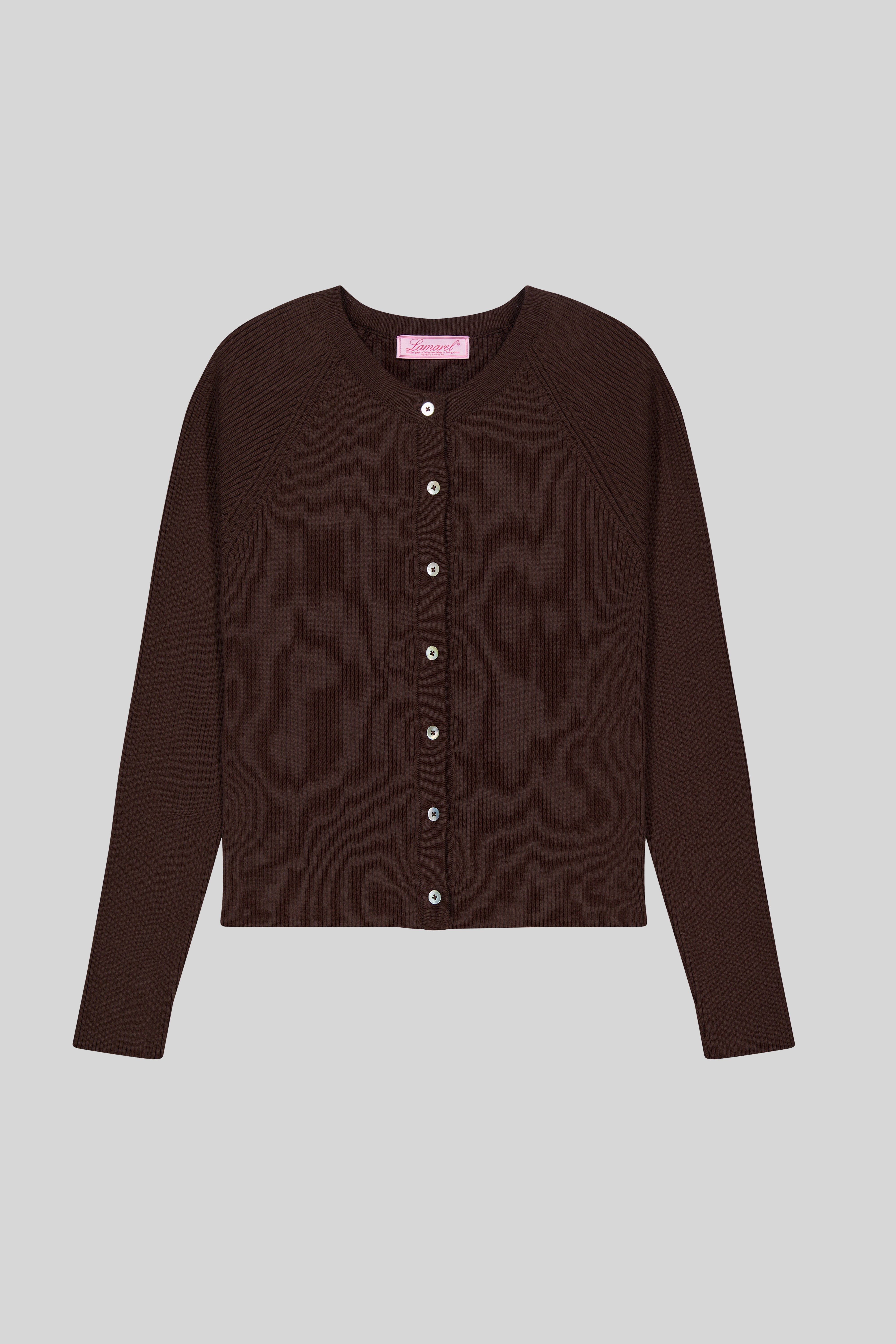 KNIT RIBBED FITTED CARDIGAN