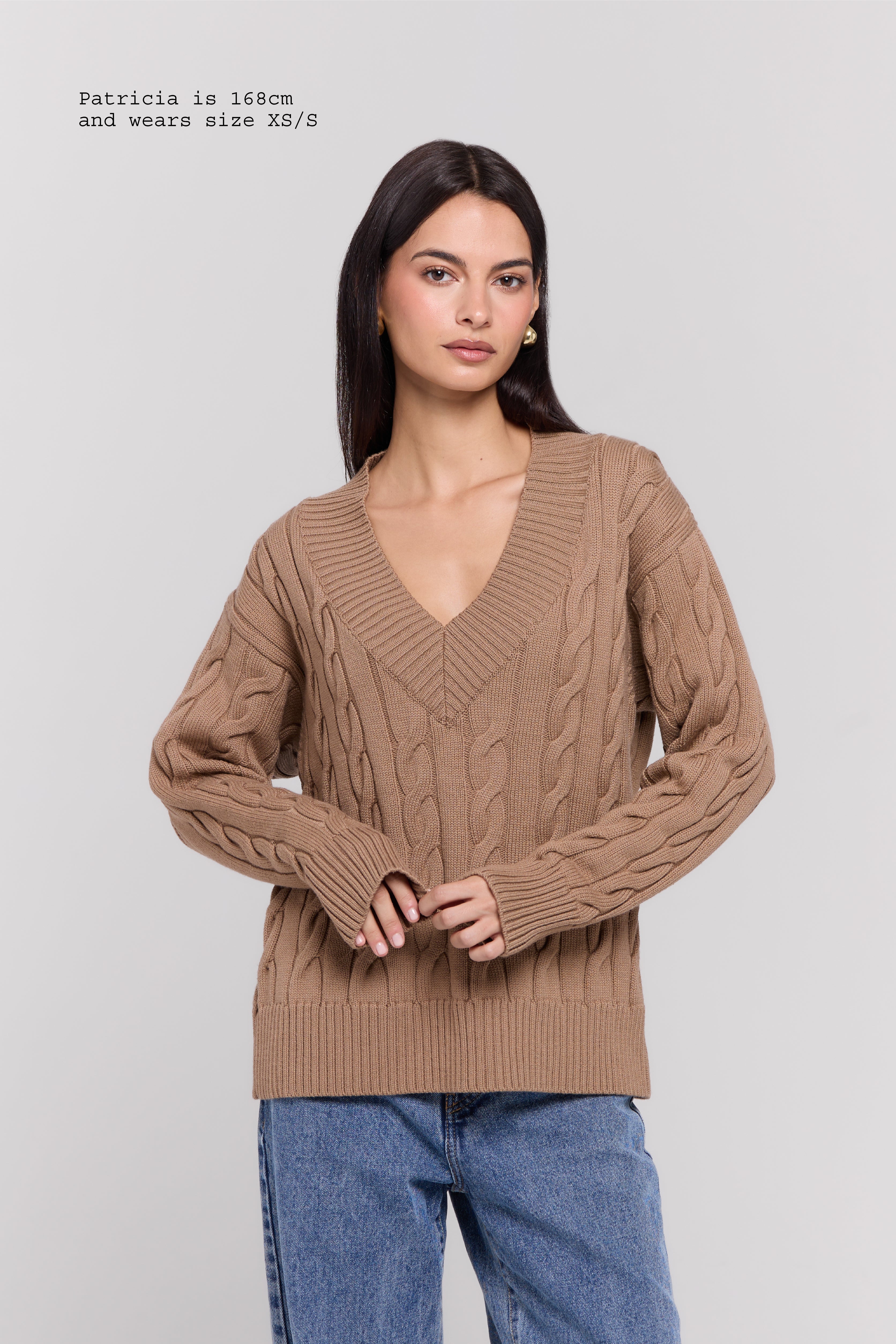 MERINO WOOL CABLE-KNIT SWEATER