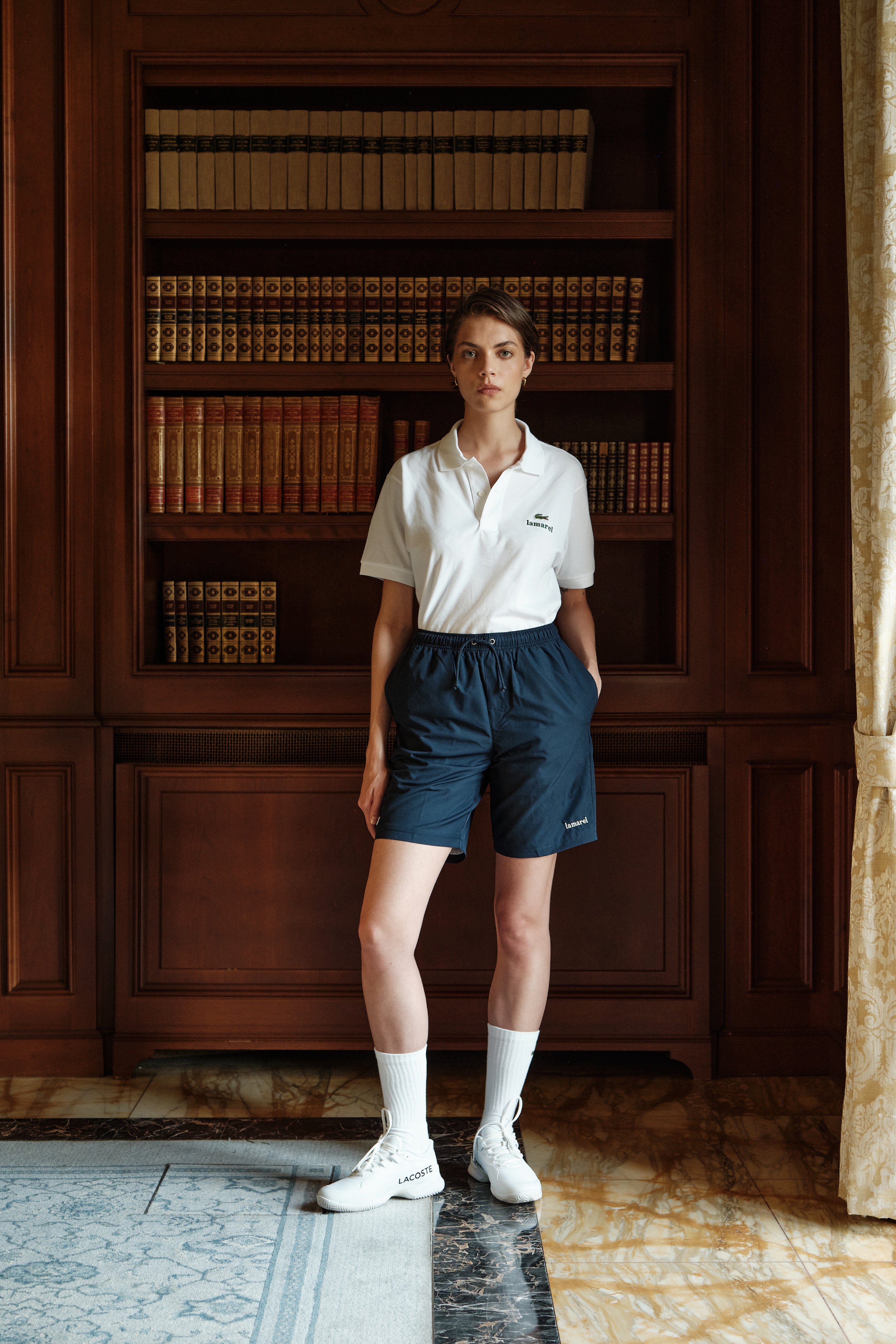 LACOSTE X LAMAREL TENNIS SHORTS