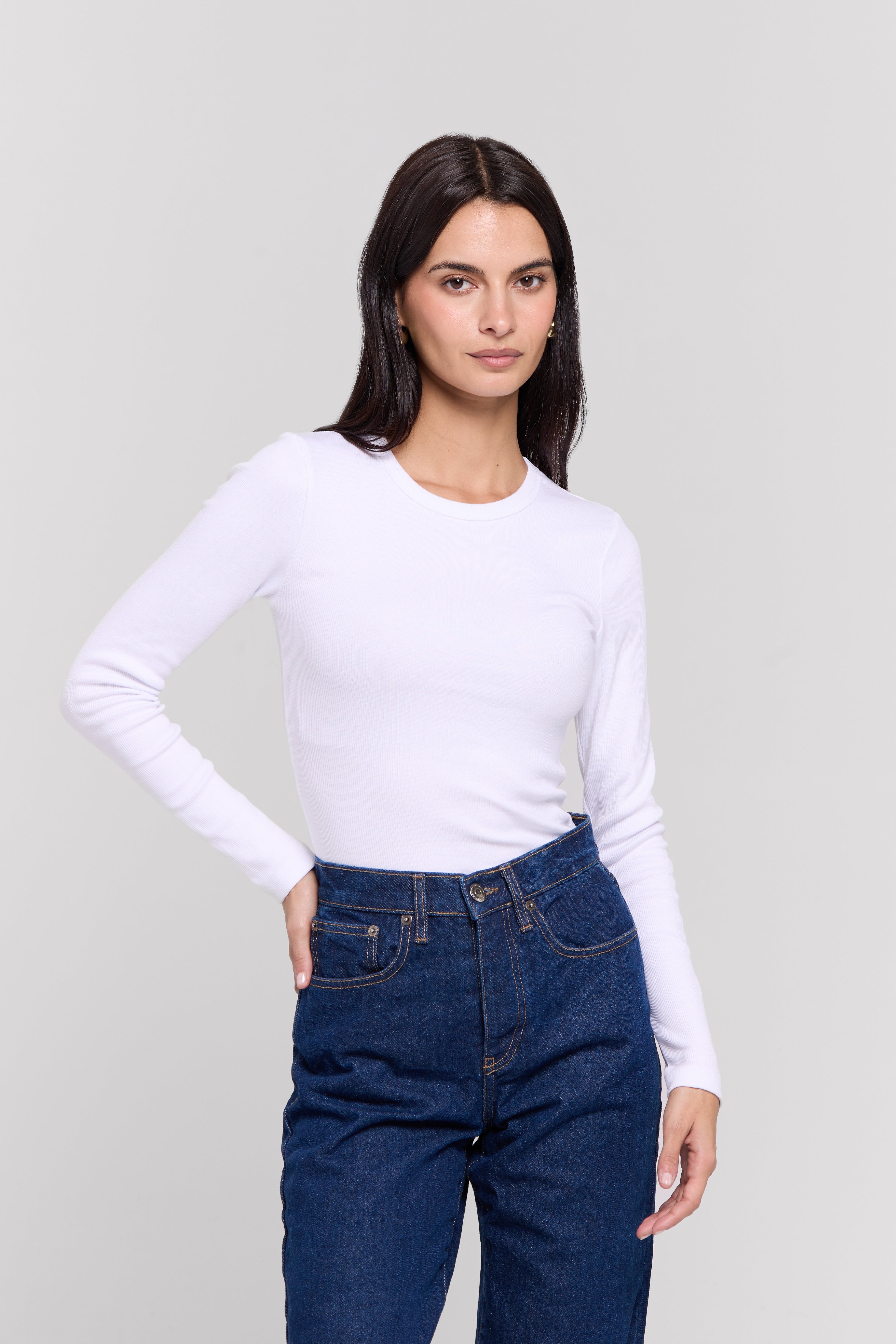 RIBBED LONG SLEEVE TOP