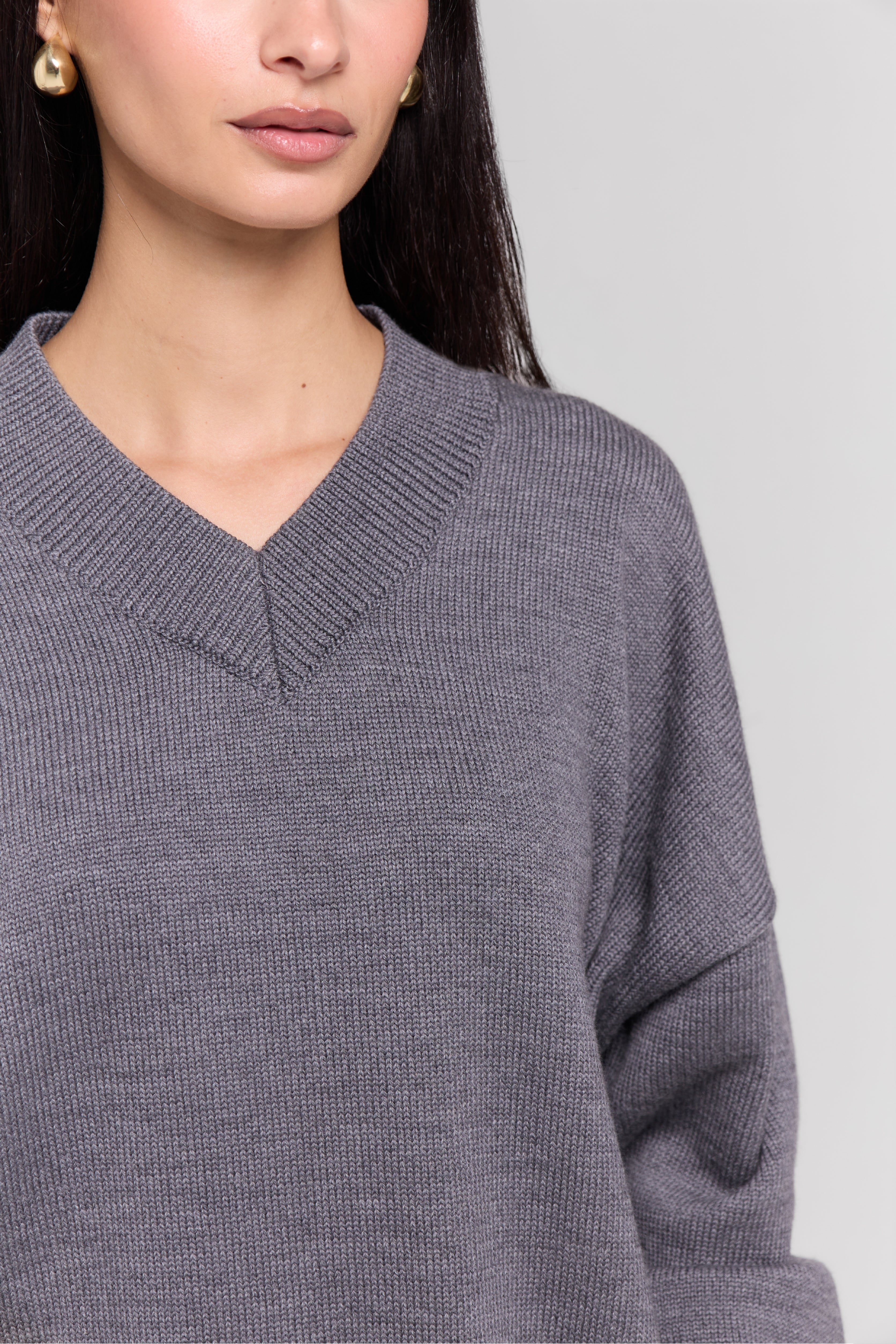 MERINO WOOL SLOUCHY V-NECK SWEATER