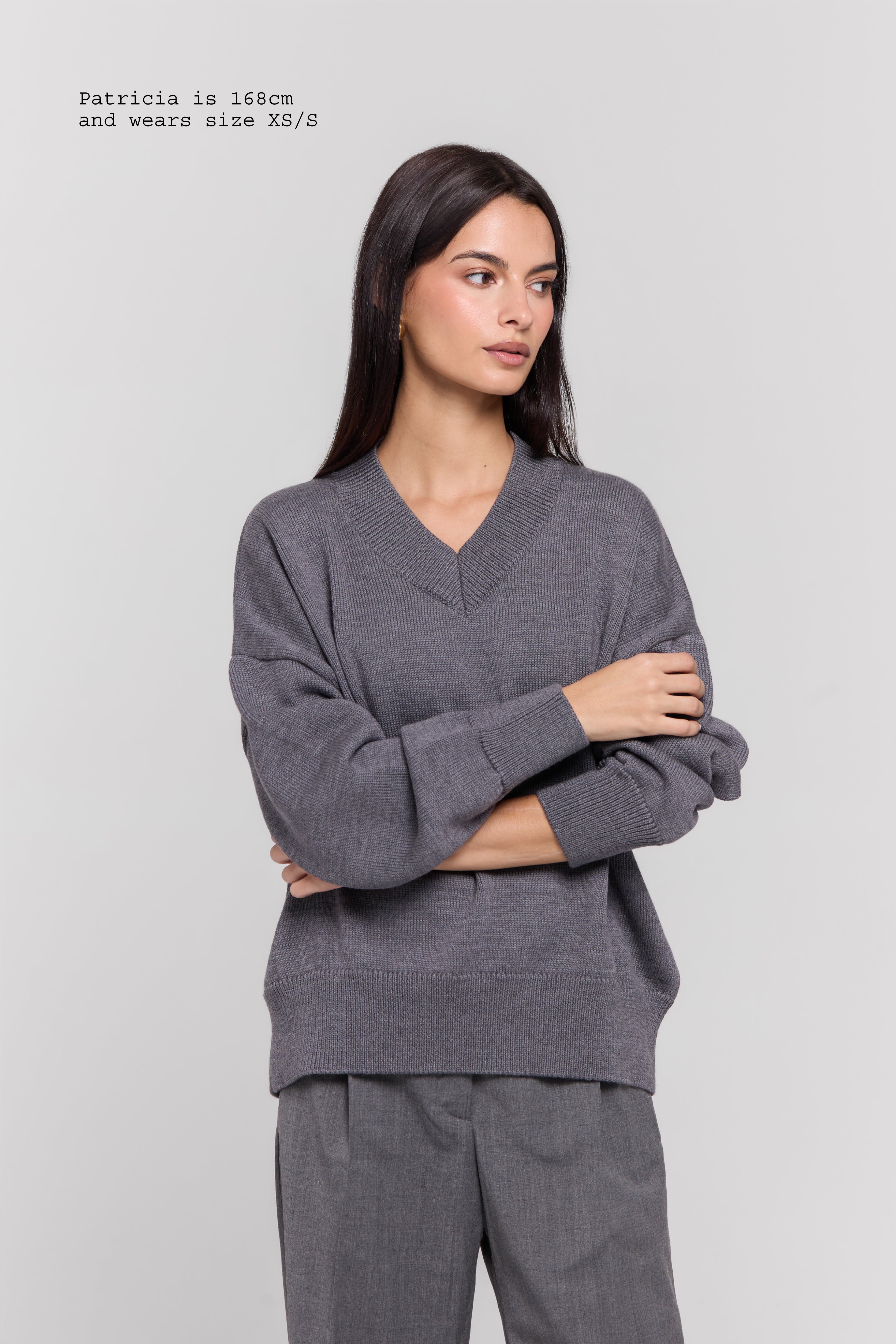 MERINO WOOL SLOUCHY V-NECK SWEATER