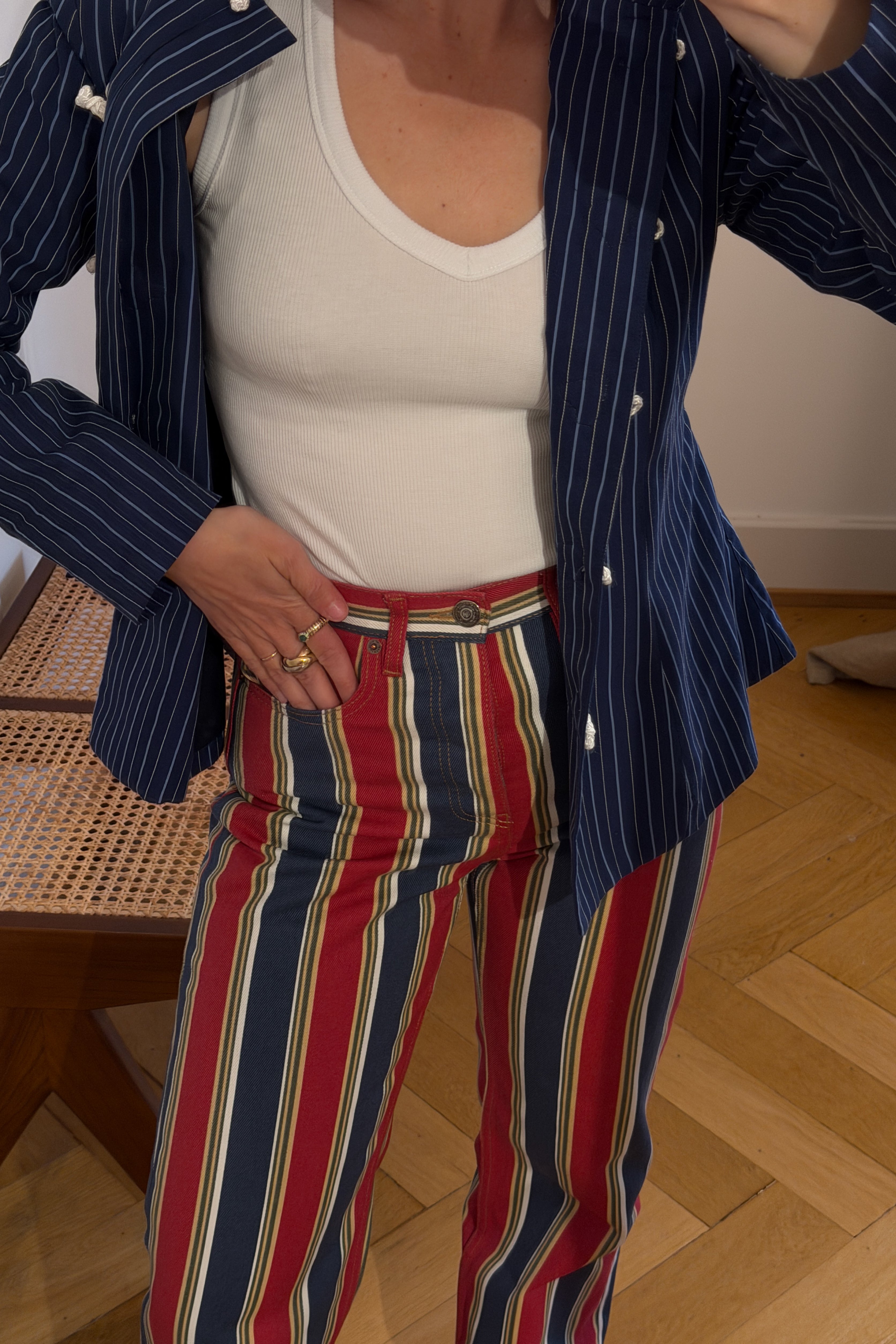 STRIPED STRAIGHT JEANS