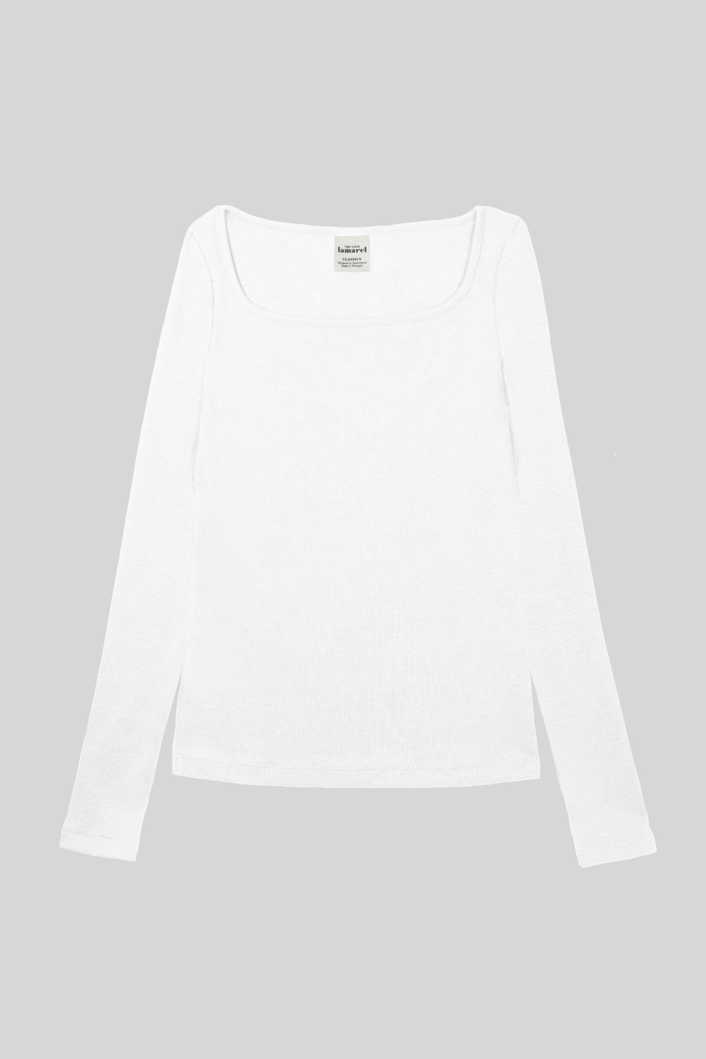 RIBBED LONG SLEEVE SQUARED TOP