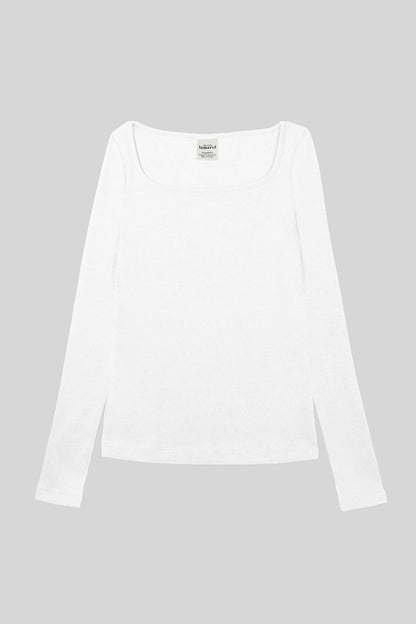 RIBBED LONG SLEEVE SQUARED TOP