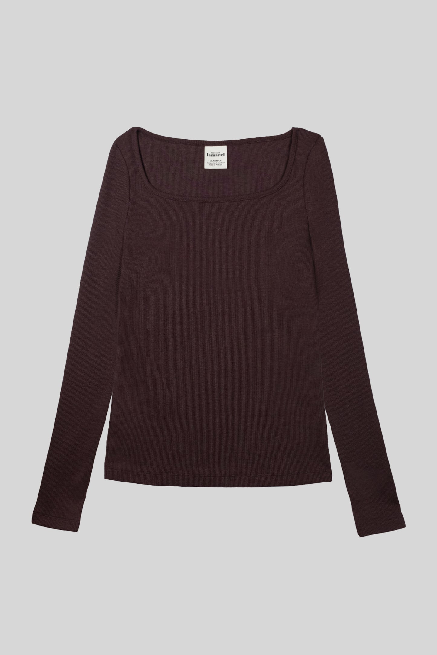 RIBBED LONG SLEEVE SQUARED TOP