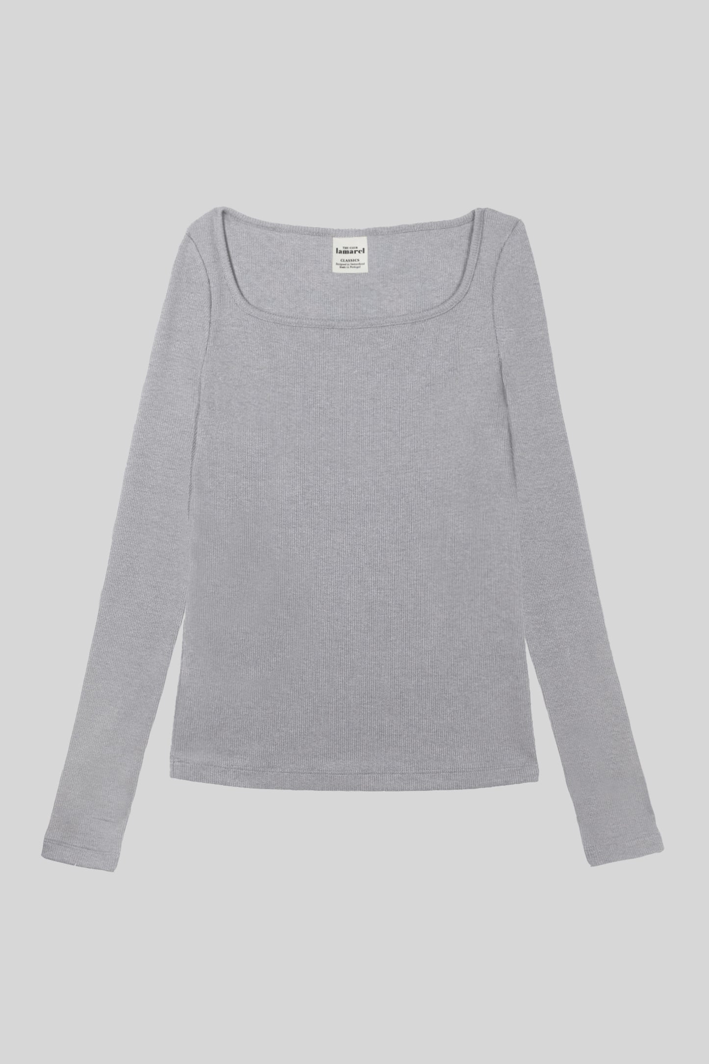 RIBBED LONG SLEEVE SQUARED TOP