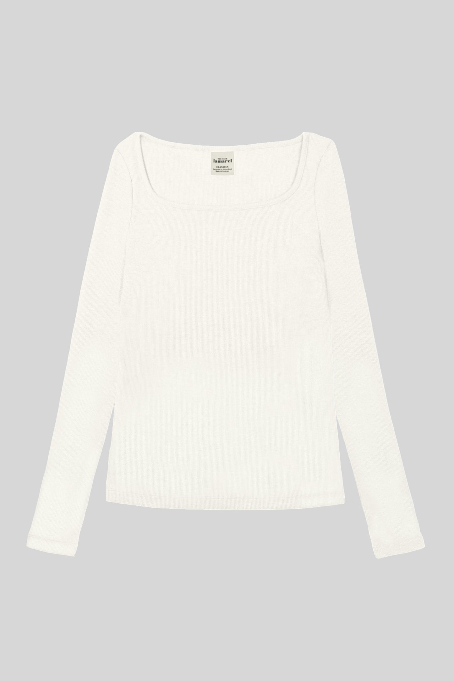 RIBBED LONG SLEEVE SQUARED TOP