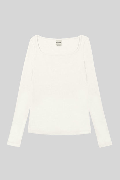 RIBBED LONG SLEEVE SQUARED TOP