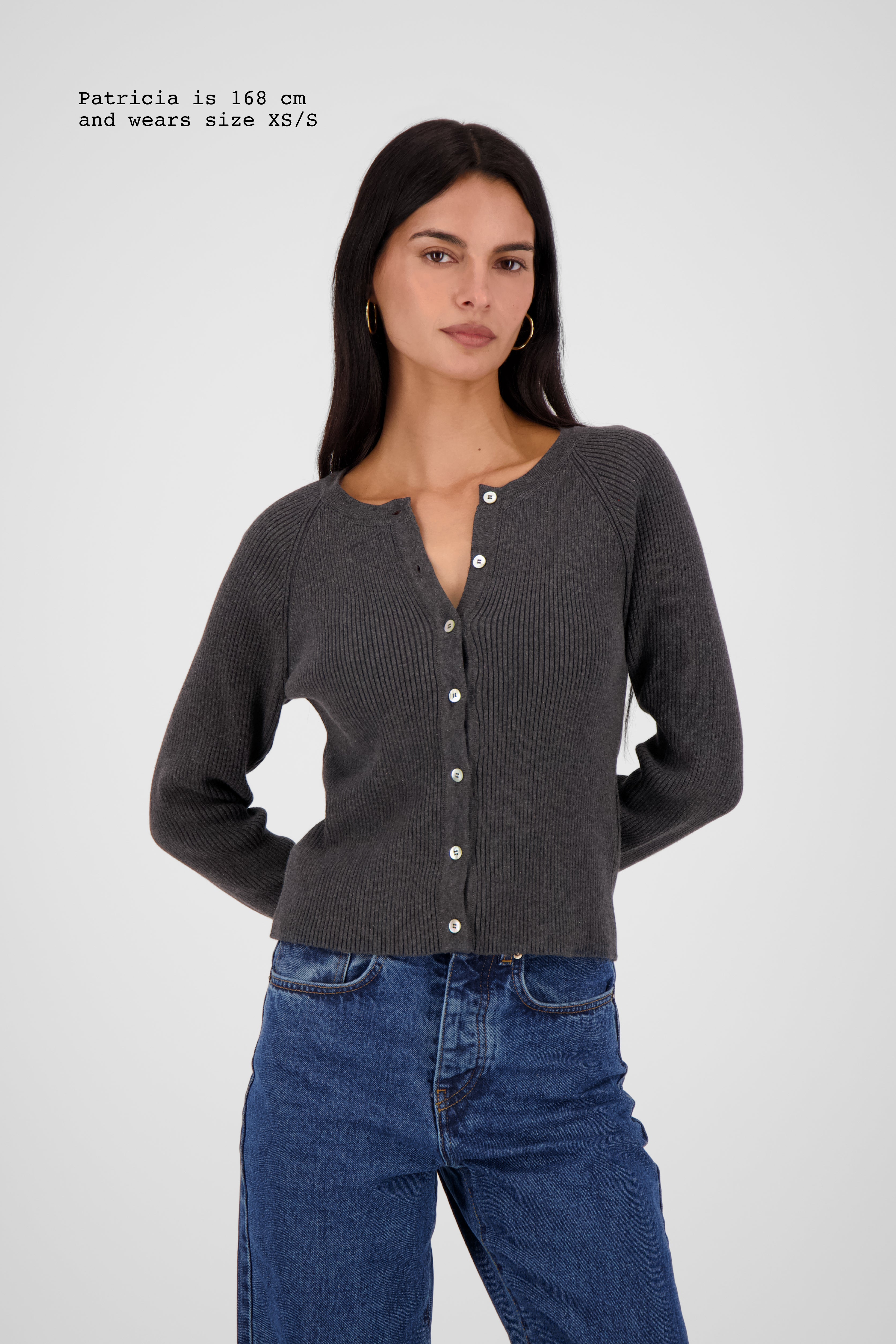 KNIT RIBBED FITTED CARDIGAN