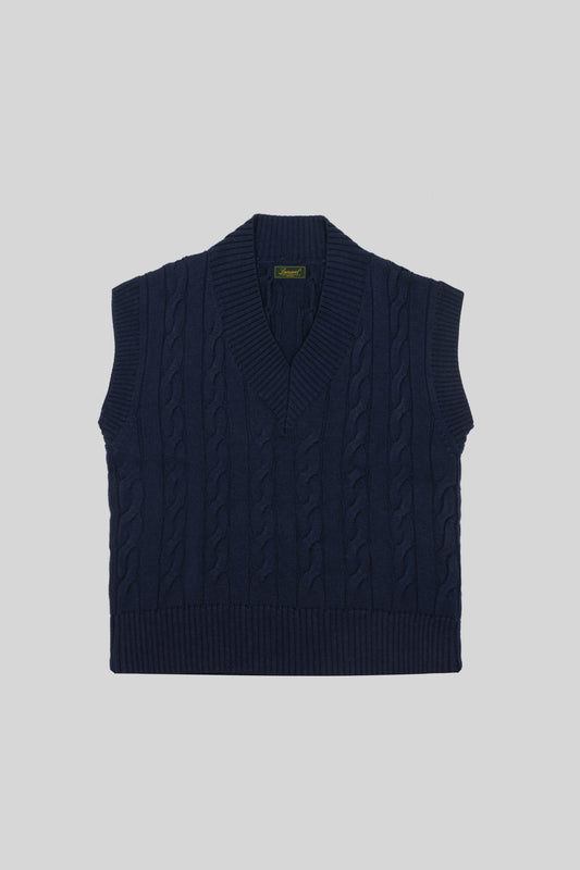 MERINO WOOL CABLE-KNIT VEST