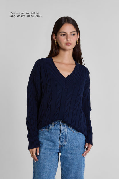 MERINO WOOL CABLE-KNIT SWEATER