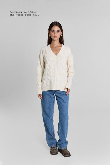 MERINO WOOL CABLE-KNIT SWEATER