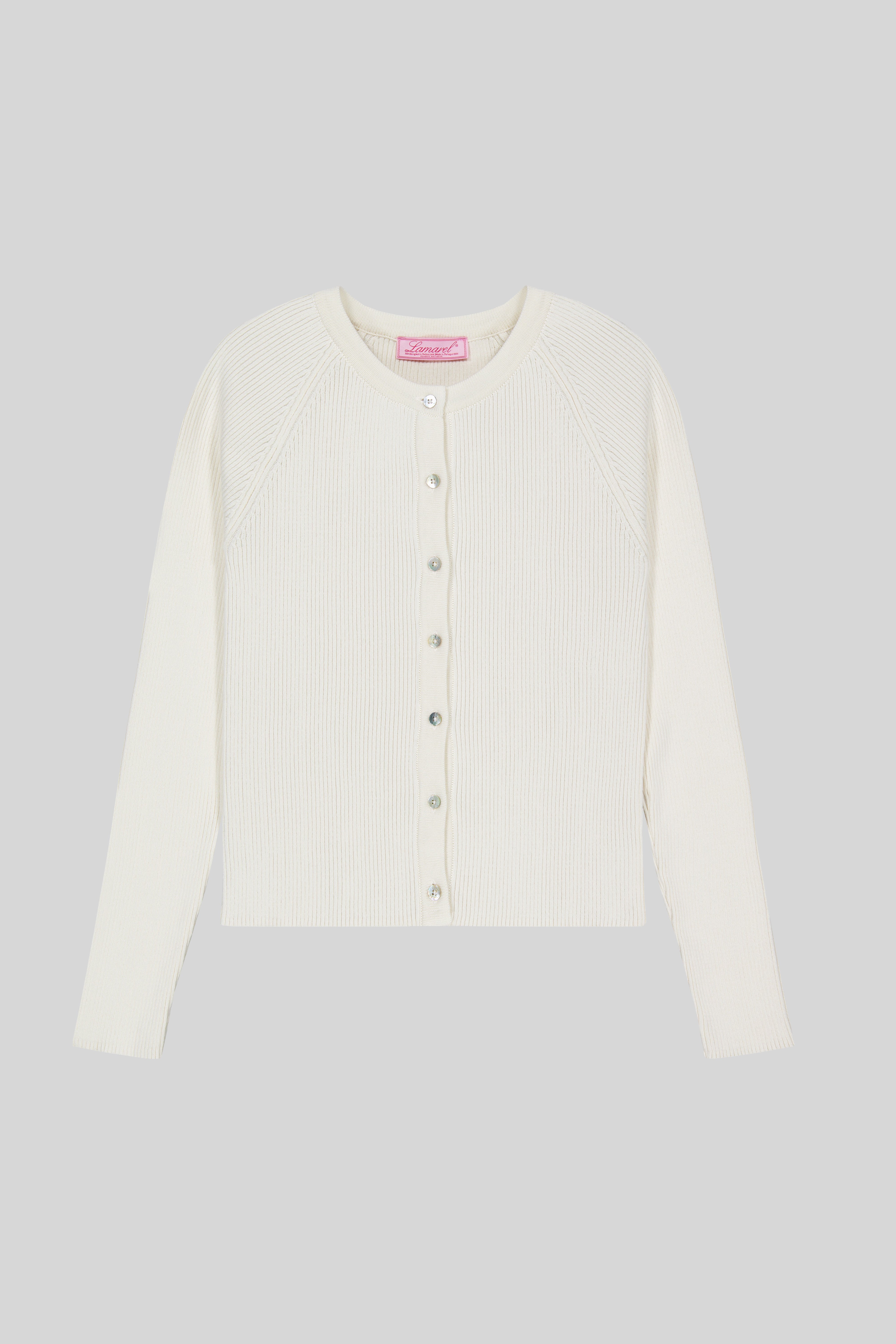 KNIT RIBBED FITTED CARDIGAN