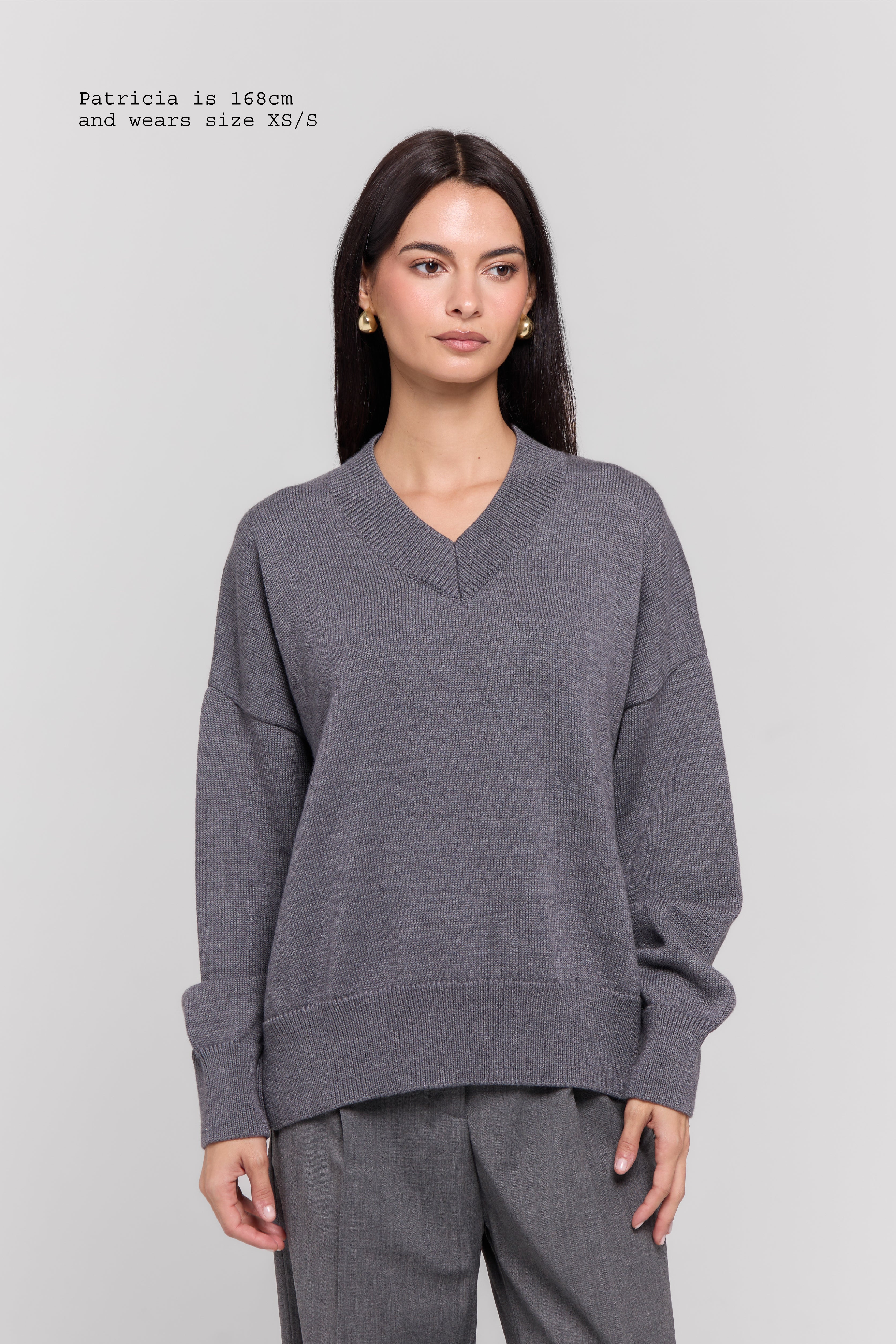 MERINO WOOL SLOUCHY V-NECK SWEATER