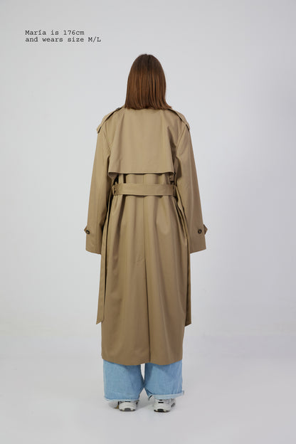 BELTED KHAKI TRENCH COAT