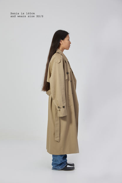 BELTED KHAKI TRENCH COAT