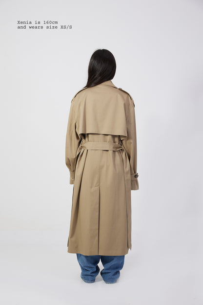 BELTED KHAKI TRENCH COAT