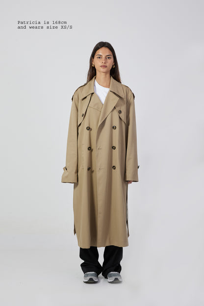 BELTED KHAKI TRENCH COAT